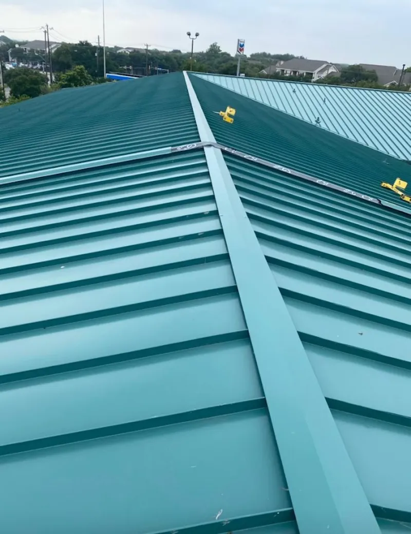 Green commercial metal roof ridge and valley for Metal Roof Repair in Tarboro